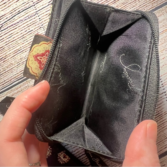 Vera Bradley Classic Black Wallet Bifold Snap & Zip Change Purse Set Paisley - Picture 5 of 11